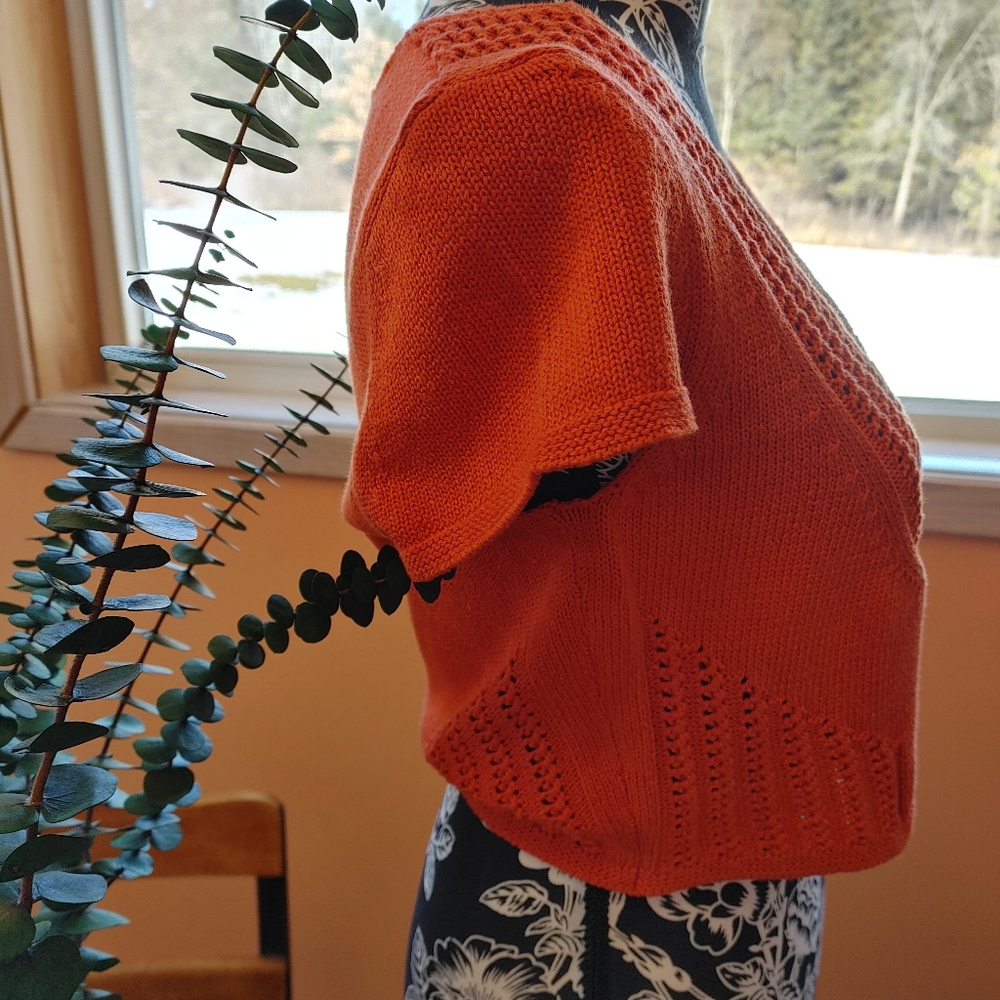 Orange Crop Fun Button Summer Sweater Medium - Picture 5 of 7